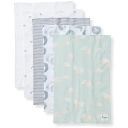 Burt's Bees Baby 100% Organic Cotton Burp Cloths, 17x11.75 in, 5-Pack