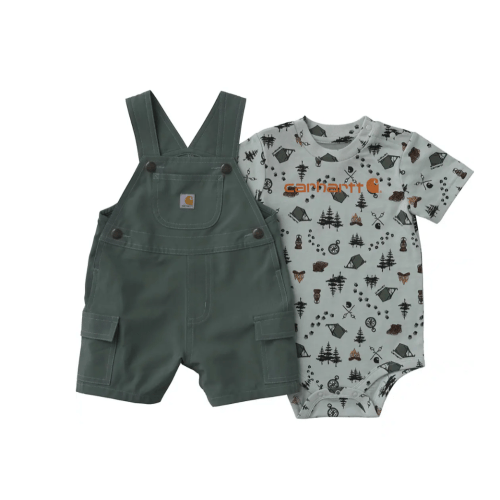 Boys' 2-Piece Short Sleeve Bodysuit & Cargo Pocket Shortall Set (Baby) | Size 9 Months | Carhartt