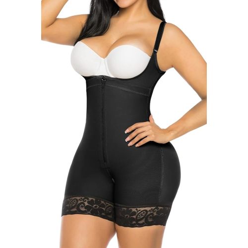 YIANNA Fajas Colombianas Shapewear for Women Tummy Control Postpartum Body Shaper Butt Lifter Post Surgery Compression Garment Bodysuit,YA7212-Black-L