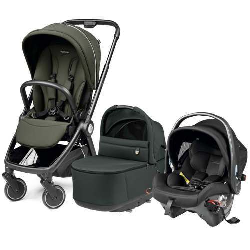 Peg Perego City Loop Stroller + Bassinet +  Primo Viaggio Urban Mobility Travel System Bundle - Black / Metal / True Black