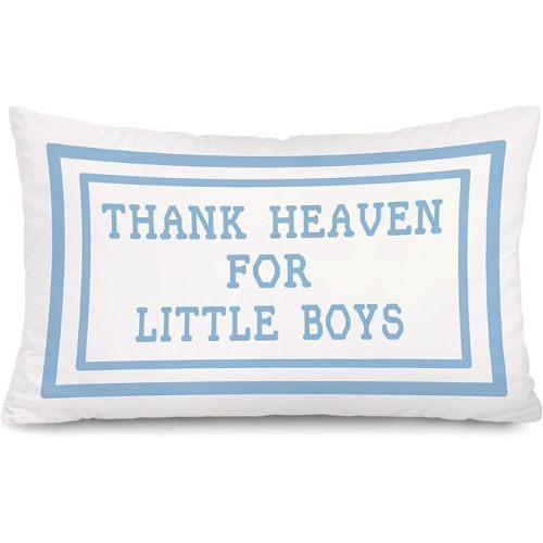 Baby Boy Nursery Decor Thank Heaven for Little Boys 12x20 Pillow Cover, Blue It's A Boy Sign, Newborn Gifts,Baby Shower Decorations Gift for Toddler Little Boy Room Playroom