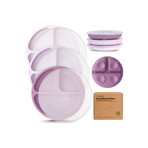 3-Pack Prep Silicone Suction Plates with Lids