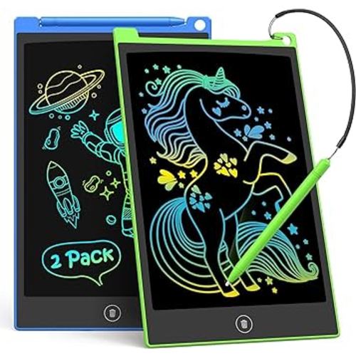 TECJOE 2 Pack LCD Writing Tablet, 10 Inch Colorful Doodle Board Drawing Tablet for Kids, Kids Travel Learning Toys Christmas Birthday Gifts for 3 4 5 6 Year Old Boys and Girls Toddlers