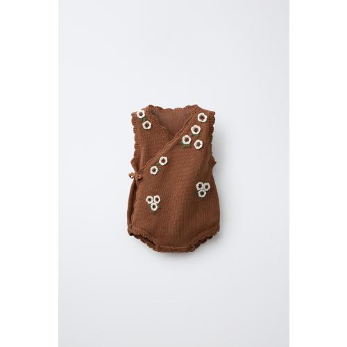 CROCHETED FLOWER KNIT KIMONO - Caramel | ZARA United States