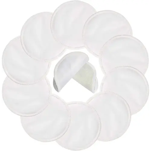 PINOWU Reusable Nursing Pads (10 Pack) for Breastfeeding Moms - 4.7 inch Washable Breastfeeding Nipple Pad for Maternity with Laundry Bag