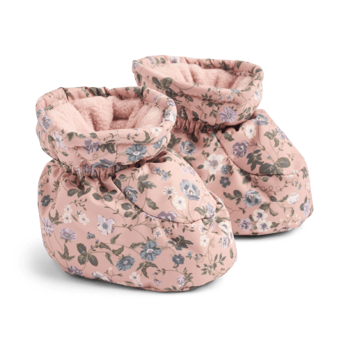 Fuffa Baby Puffer Booties Rose Powder Flowers