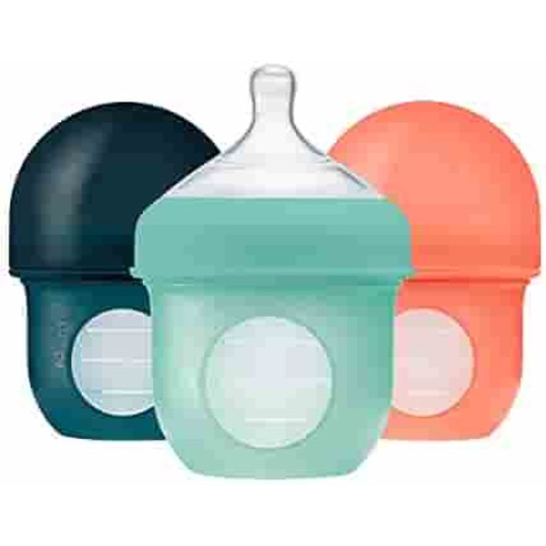 Boon NURSH Reusable Silicone Pouch Bottles, 4 Ounce (Pack of 3)