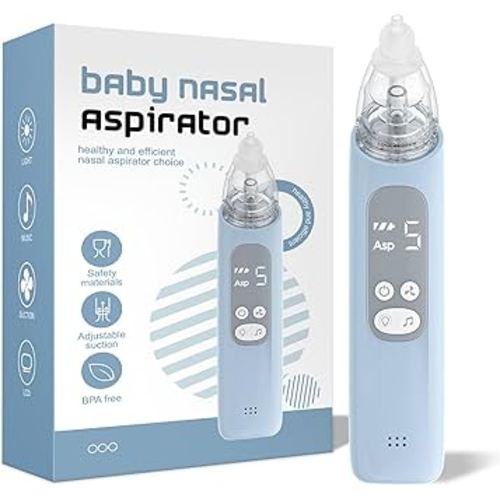 Nasal Aspirator for Baby, Electric Nose Sucker for Baby, Snot Sucker with 5 Levels Suction, Soothing Light & Nursery Rhymes