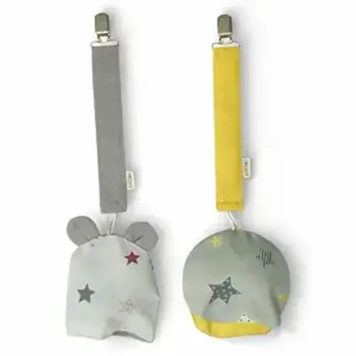 Baby Pacifier Clip, 2-Pack Cotton Pacifier Holder with Case, Handmade Binky Clip for Newborn Girls and Boys