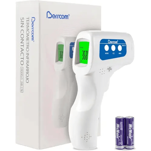 Berrcom Non Contact Forehead Thermometer for Adults, Kids & Babies - Digital Infrared Thermometer Gun with Fever Alarm, 1-Second Reading, Backlight LCD Screen, Accurate Touchless Temperature Check