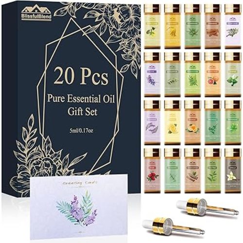 Pure Essential Oils for Diffusers for Home, Skin, Candle and Soap Making, 20 Scents - Tea Tree, Lavender, Lemon, Peppermint, Eucalyptus, Cinnamon, Rose and More, Aromatherapy Oils/ 5 ML