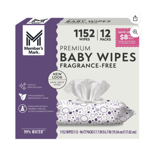 Member's Mark Premium Baby Wipes, Fragrance Free, 12 pk., 1152 Wipes - Sam's Club