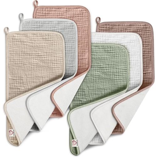 100% Cotton Muslin Burp Cloths Sets 6 Pack 20x10inch Large Burping Clothes Extra Soft Absorbent for Newborn Unisex Baby Girls and Boys (Autumn)