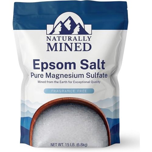 Naturally Mined Epsom Salt 15 lb Bulk, Pure Magnesium Sulfate, Unscented