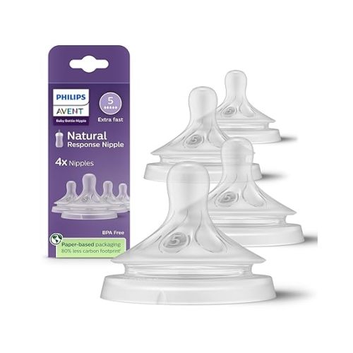 Philips Avent Natural Response Nipples, Extra Fast Flow (Flow 5), 4-Pack, SCY965/44