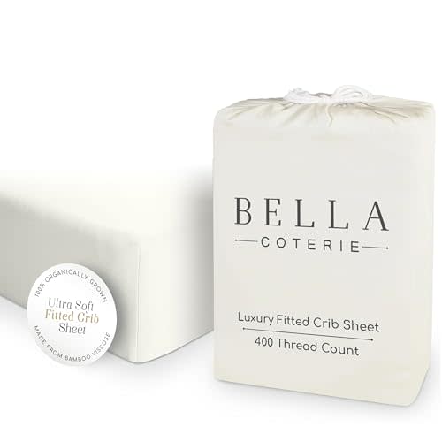 Bella Coterie Luxury Bamboo Viscose Crib Sheet | Organically Grown | Ultra Soft | Cooling for Better Sleep | Deep Pocket Fitted Sheet for Crib & Toddler Mattress | 100% Organically Grown [Ivory]