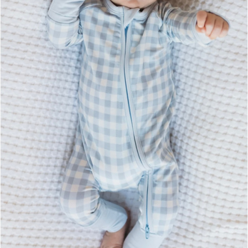 Blue Gingham Zipper Romper – In My Jammers
