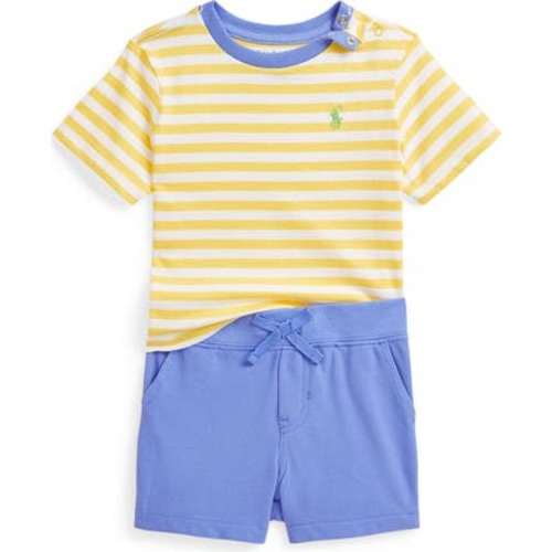 Stripe Cotton T-Shirt & Shorts Set, 3M