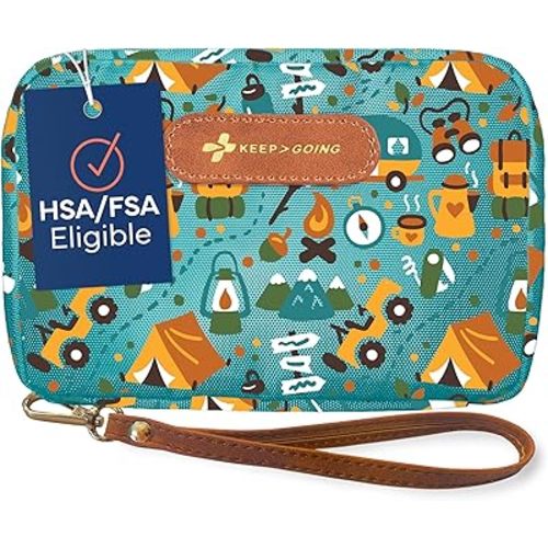 KeepGoing Travel First Aid Kit for Kids – 130 Pc. for Car, Home, Purse, Diaper Bag & Backpack with Latex-Free Bandages - Mini First Aid Kit Travel Size TSA-Approved