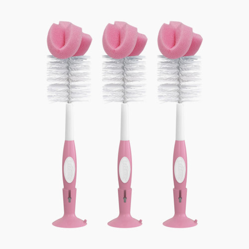 Dr. Brown's Sponge Baby Bottle Cleaning Brush Set - Pink