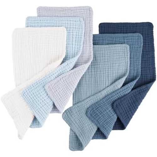 Konssy 6-Pack Thick Muslin Baby Burp Cloths, 6-Layer Ultra Soft Cotton