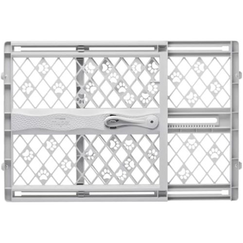 MYPET North States Paws Portable Pet Gate: 26-40" Wide. Pressure Mount. No Tools Needed. Made in USA. Dog Gate 23" Tall, Expandable, Durable Dog Gates for Doorways, Light Gray