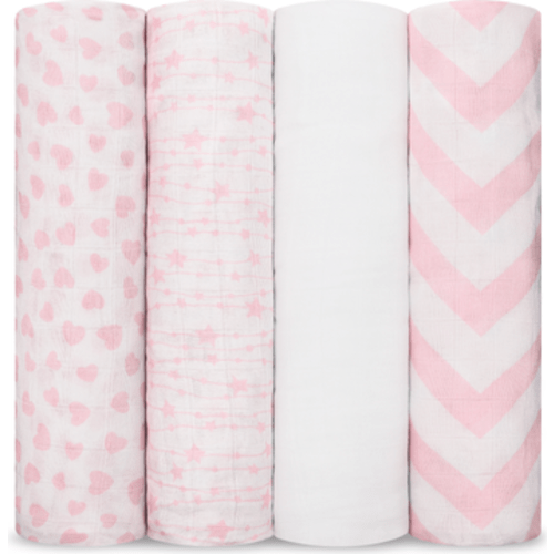 Muslin Swaddle Blankets, 4 Pack