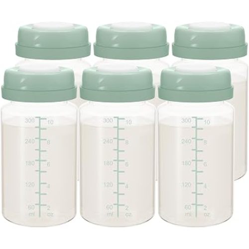 10oz Breastmilk Storage Bottle, Breast Milk Container Collection Bottles for Fridge & 22oz Momcozy Breast Milk Cooler, Wide Neck Baby Bottles Compatible with Spectra Motif Luna Flange, 6PCS