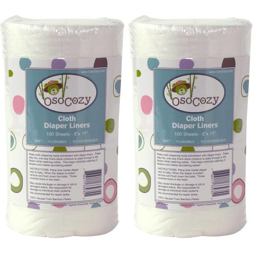OsoCozy Flushable Diaper Liners - Make Cloth Diapering Convenient with Easy, Quick, Cloth Diaper Liners - Super Soft and Gentle on Baby’s Skin (Pack of 2)