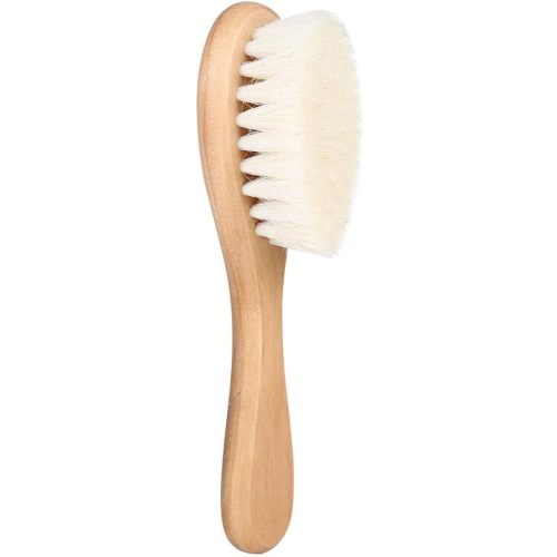 Wood Baby Hair Comb, Baby Hair Brush with Wooden Handle for Newborn Toddlers, Vintage Oil Head Brush with Super Soft Wool Hair Scalp Massage Cleaning Brush for Shampooing Washing Cleansing