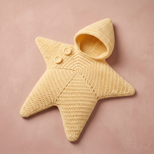 Crocheted Star-shaped Bodysuit Starfish Baby Sleeping Bag Newborn Baby Boy Girl Kids Cartoon Hooded Romper Jumpsuit Bodysuit Clothes Outfits Long Sleeve Playsuit Toddler One Piece Outfit