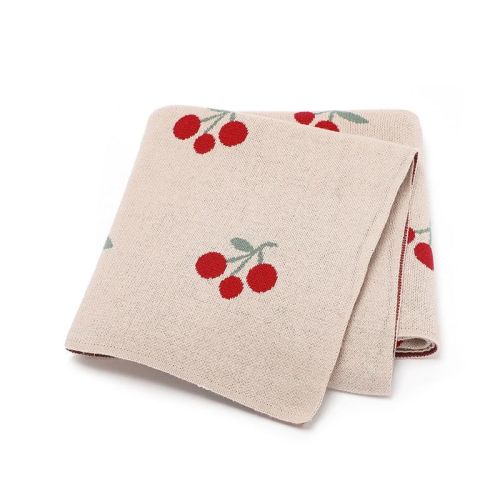 MyKids-USA Knitted Cute And Sweet Cherry Soft Baby Blanket, Perfect For Newborn Boys And Girls