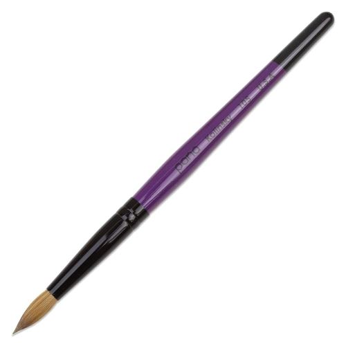 PANA Pure Kolinsky Hair Acrylic Nail Brush - Round Shape Black Ferrule with Purple Wood Handle (Size 10)