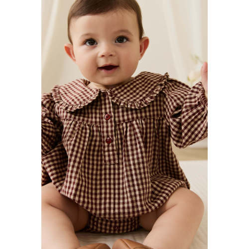 Organic Cotton Elowen Playsuit - Cinnamon Gingham – Jamie Kay USA