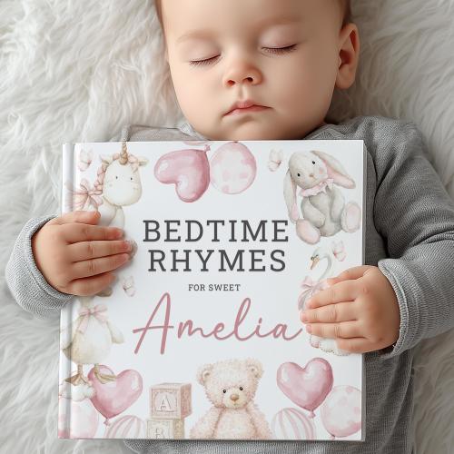 Personalized Nursery Rhymes Book, Custom Children’s Book with Name, Baby Keepsake Gift, Baby Shower Present for Girl