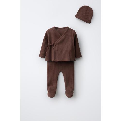 NEWBORN HEART SET WITH POUCH - Dark brown | ZARA United States