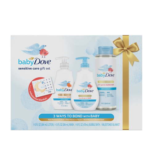 Dove Hypoallergenic Wash & Lotion And Ultra-Gentle Bubble Bath Gift Pack for Sensitive Skin Care, Rich Moisture with 100% Skin-Natural Nutrients, No Parabens, Phthalates or Dyes, Pack of 3