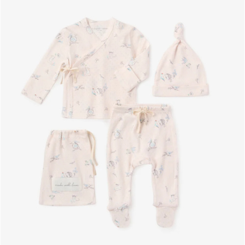 Meadow Mouse Printed Organic Cotton Pointelle Layette Set