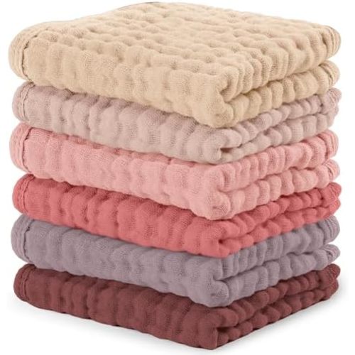 Comfy Cubs Muslin Baby Washcloths 10"x10" 6 Pk - Multi Girl