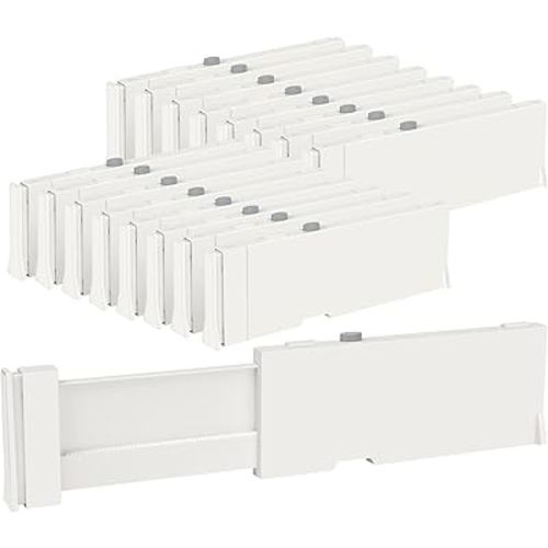 Vtopmart Drawer Dividers for Clothes 16 Pack, Adjustable 4" High Expandable from 11.6"-17" Dresser Drawer Organizer, Plastic Drawers Separators for Dresser, Baby Clothes, Kitchen and Office Storage