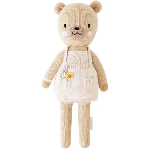 Goldie the Honey Bear Little 13" Hand-knit Doll – 1 Doll = 10 Meals, Fair Trade, Heirloom Quality, Handcrafted in Peru, 100% Cotton Yarn