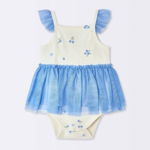Baby Girls' Blueberry Printed Tulle Sunsuit - Cloud Island™ Blue 6-9M