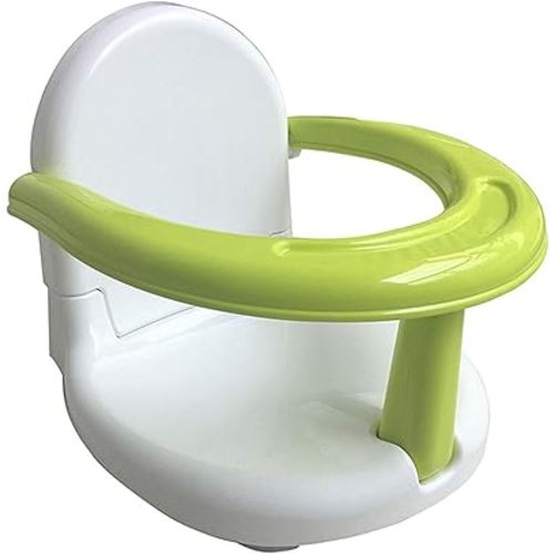 Foldable Non Slip Bath Seat - Baby Bathtub Chair for Sitting Up, Wrap-Around Seat with Suction Cups, 6-18 Months (White Green)