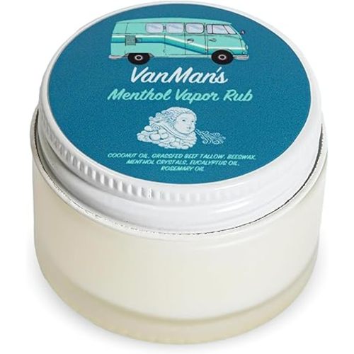 VanMan Menthol Vapor Rub – Soothing Eucalyptus & Menthol Balm for Muscle & Congestion Support – Chest Rub & Natural Ointment for Sinus Comfort, Petroleum-Free - 1 oz