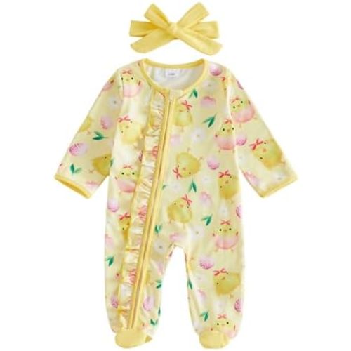 Kuriozud Newborn Baby Girl Boy Footie Romper One Piece Jumpsuit Sleeper Infant Clothes