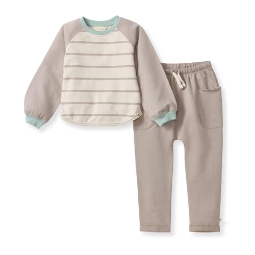 Burt's Bees Baby Boys Shirt and Pant Set, Long Sleeve Top & Bottom Outfit Bundle, 100% Organic Cotton