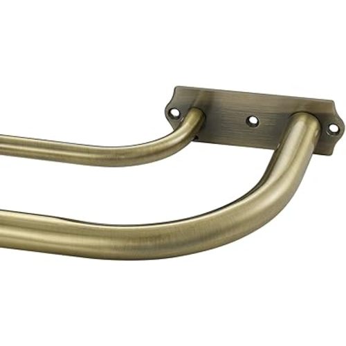 Double Curtain Rods 28-48 Inch, Antique Bronze Double Curtain Rods, Wrap Around Double Window Rods Room Darkening Curtain Rods, Adjustable 1-Inch Diameter Front and 5/8 Inch Back Double Drapery Rod