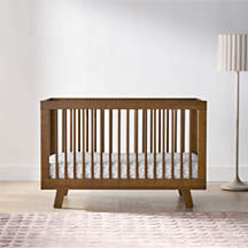 Babyletto Hudson Natural Walnut Wood 3-in-1 Convertible Baby Crib with Toddler Bed Conversion Kit