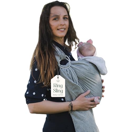 Ring Sling Baby Carrier - USA lab Tested, 100% Natural Cotton Muslin, Breathable & Ergonomic Ring Sling Dark Grey