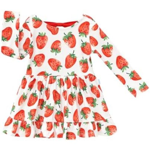 Baby Girl Bodysuit Dress Long Sleeve Twirl Dresses Bamboo Viscose Clothes with Snaps for Easy Diaper Changes